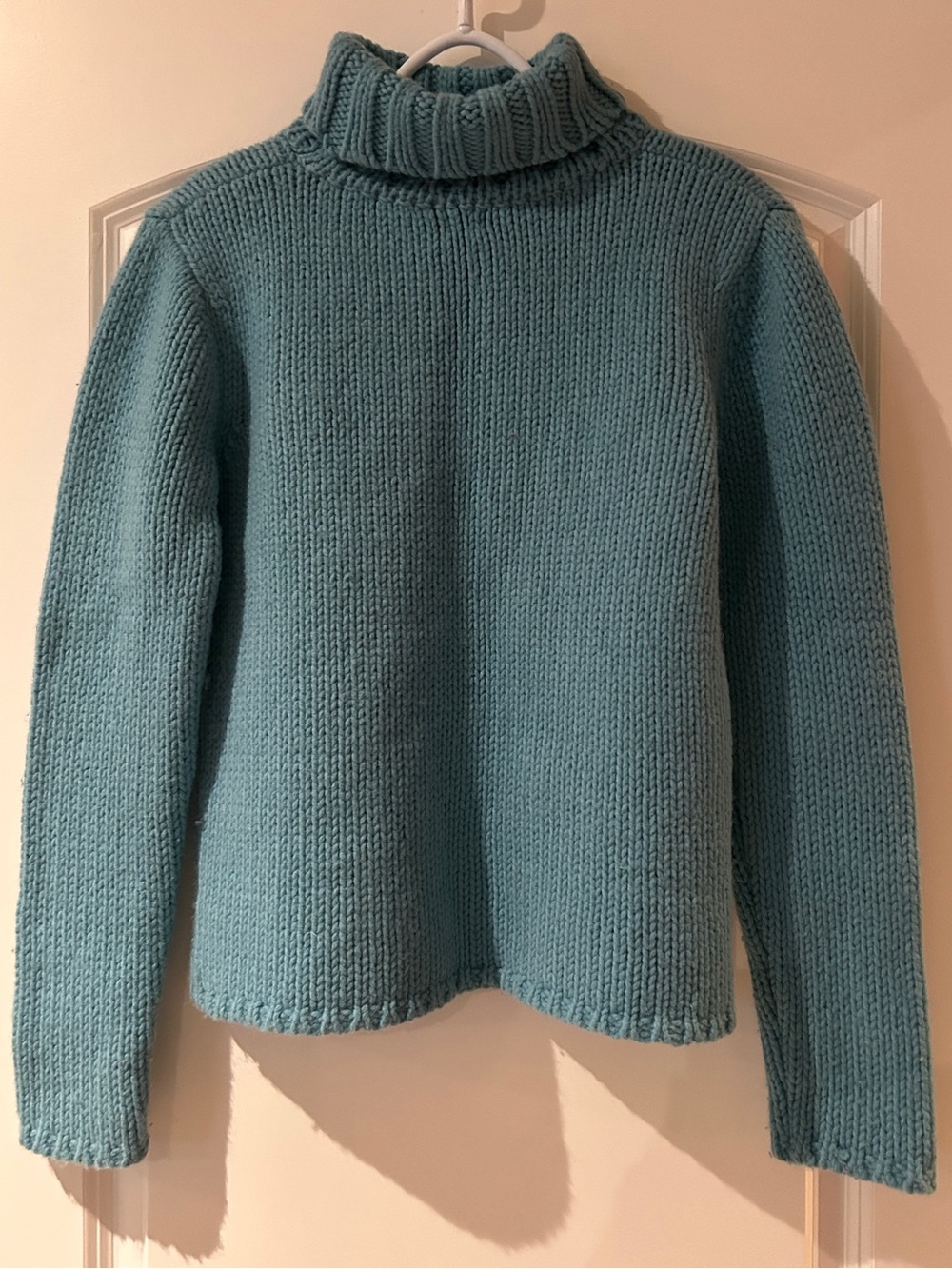 GAP Women’s Knitted Light Blue/ Aqua Turtleneck Chunky Knit Sweater